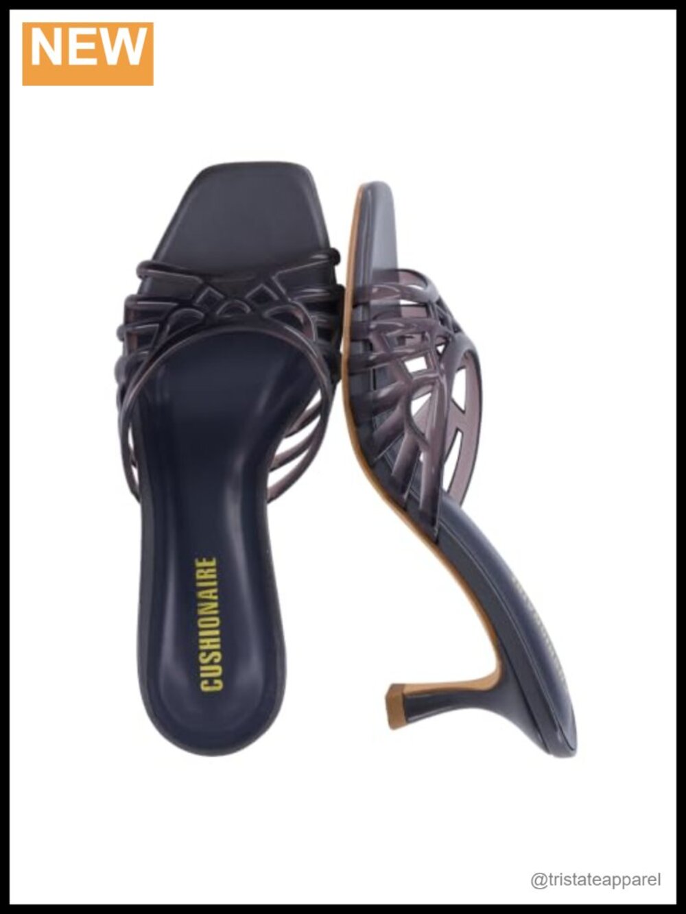 Cushionaire Naty Jelly Kitten Heels Slip-On Mule Open Square Toe Women's